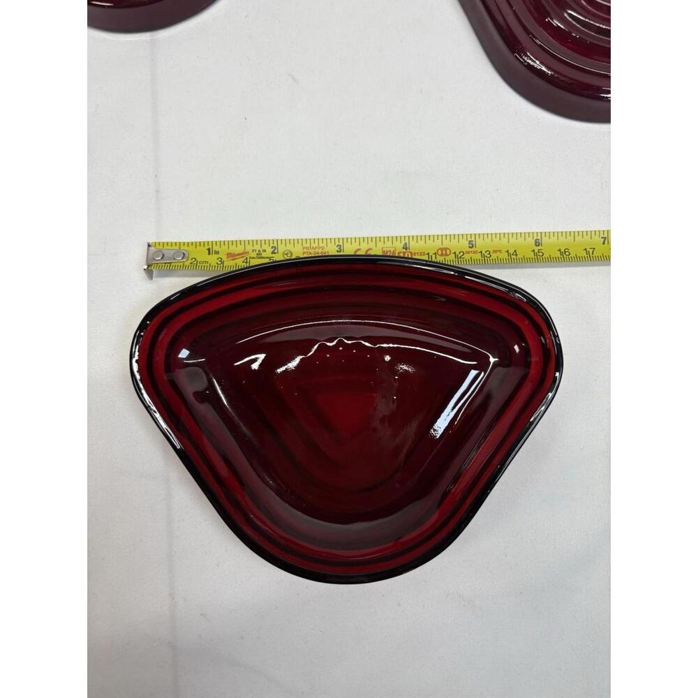 Vintage Anchor Hocking Manhattan Ruby Red Relish Tray Insert Triangular - Picture 11 of 14